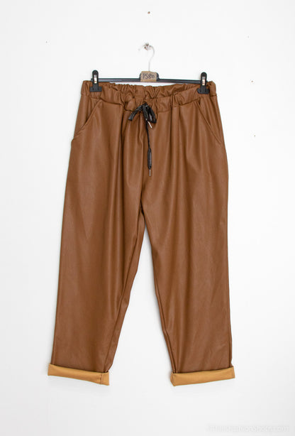 Plus Size Imitation Leather Pants