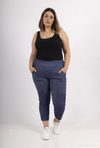 Plus Size Stretchbyxor med Detaljer