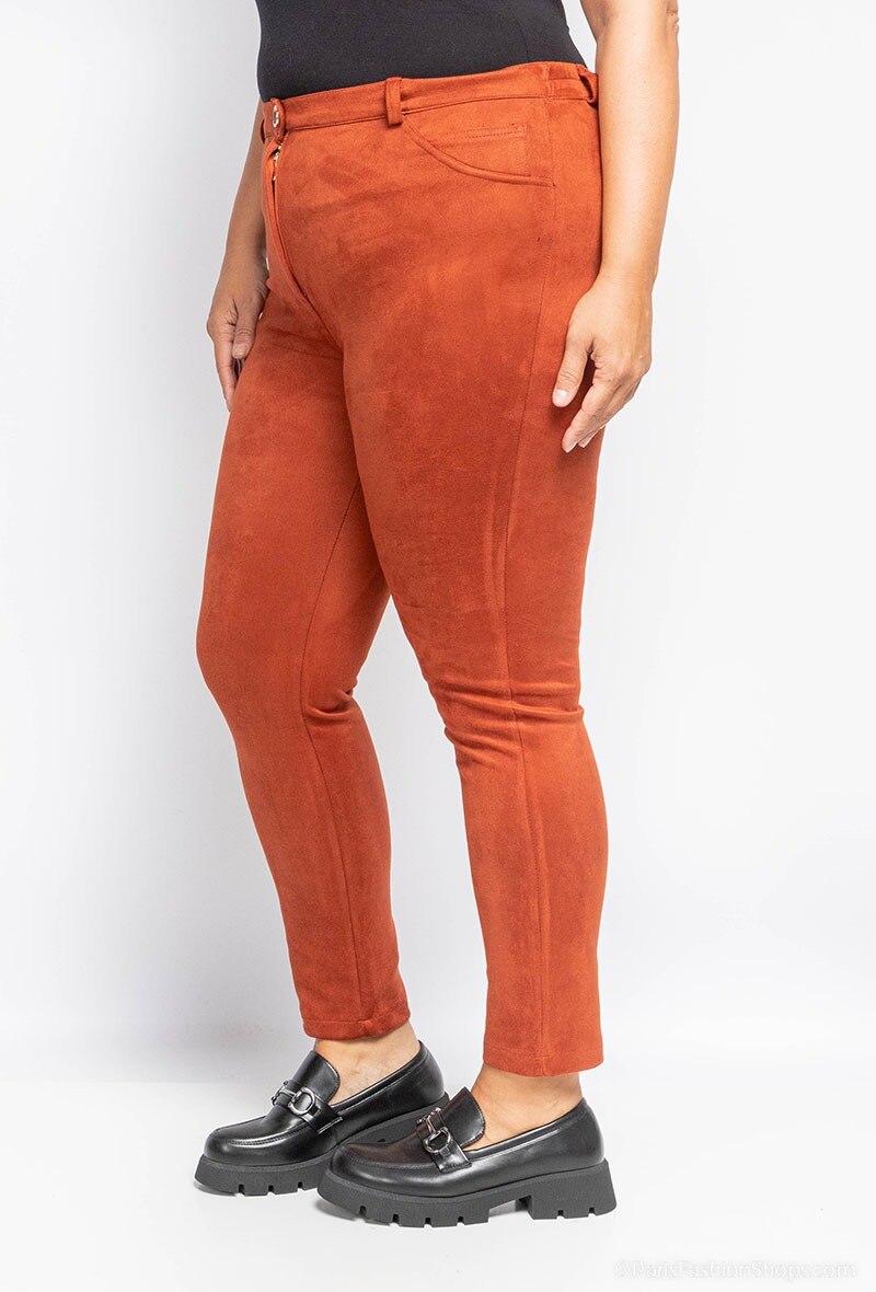 Plus Size Mock Suede Pants