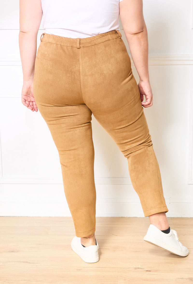 Plus Size Mock Suede Pants