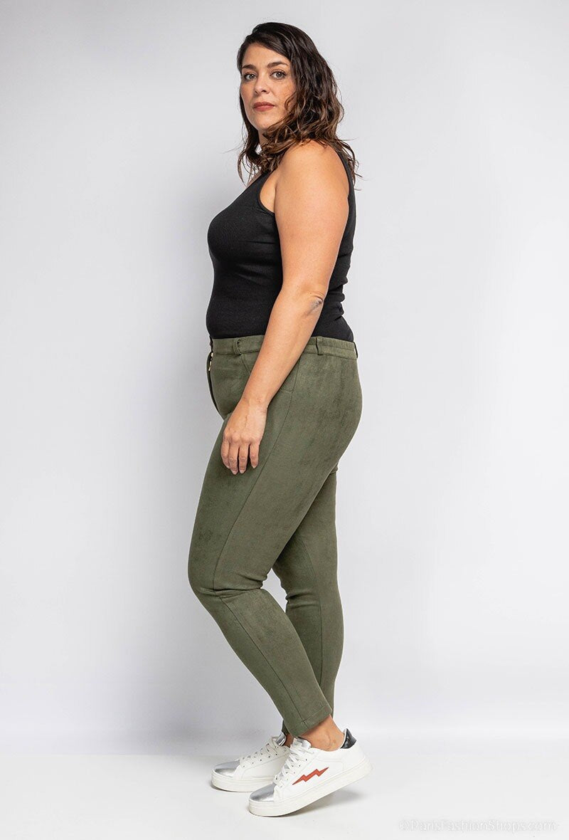 Plus Size Mock Suede Pants