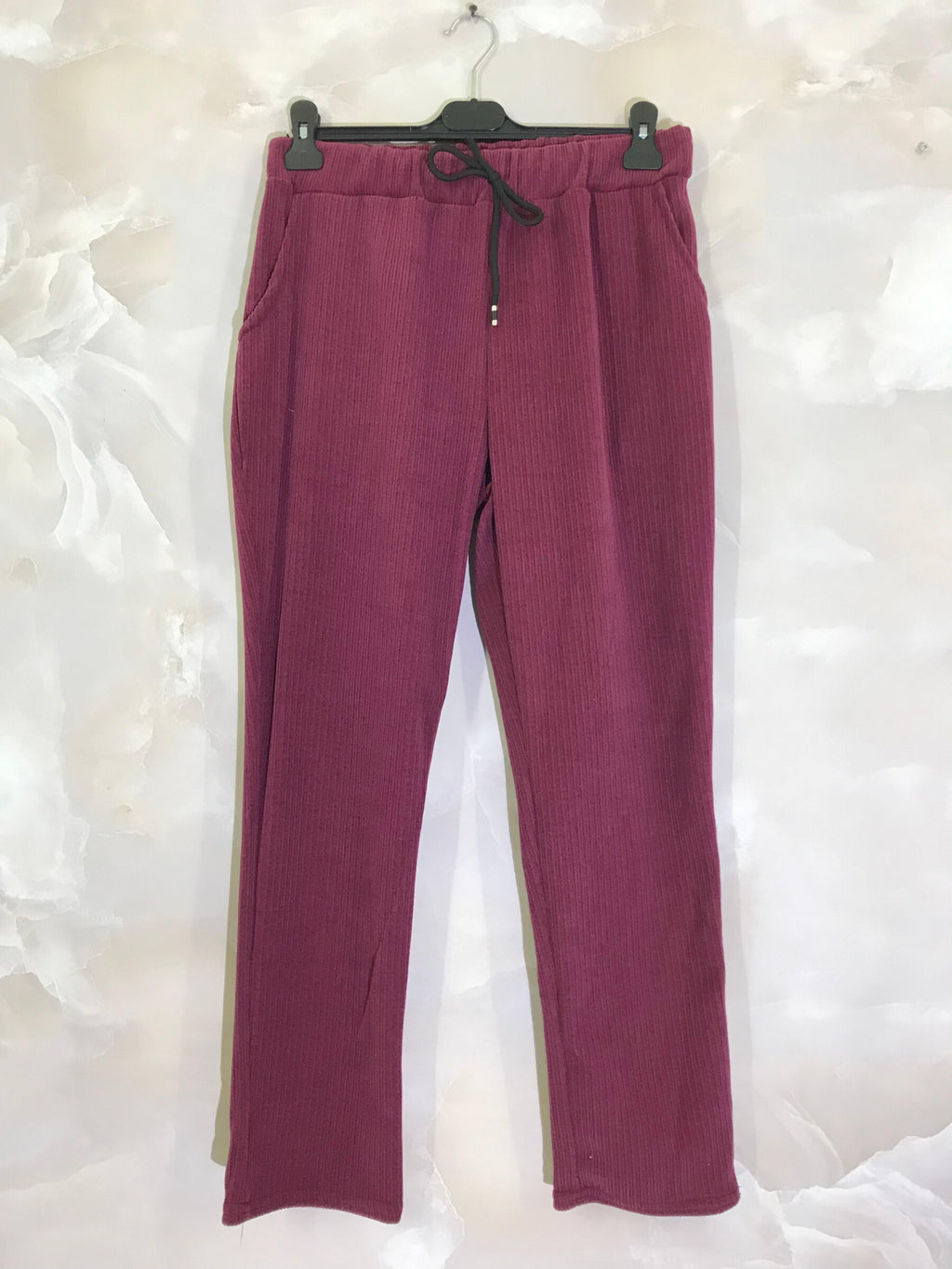 Plus Size Velvet pants with tightening cord and pockets