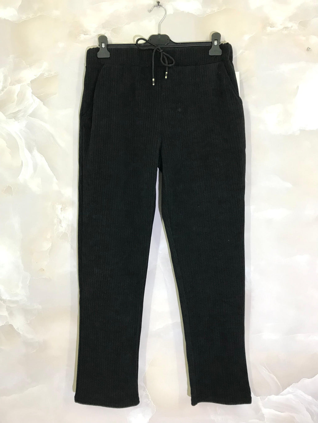 Plus Size Velvet pants with tightening cord and pockets