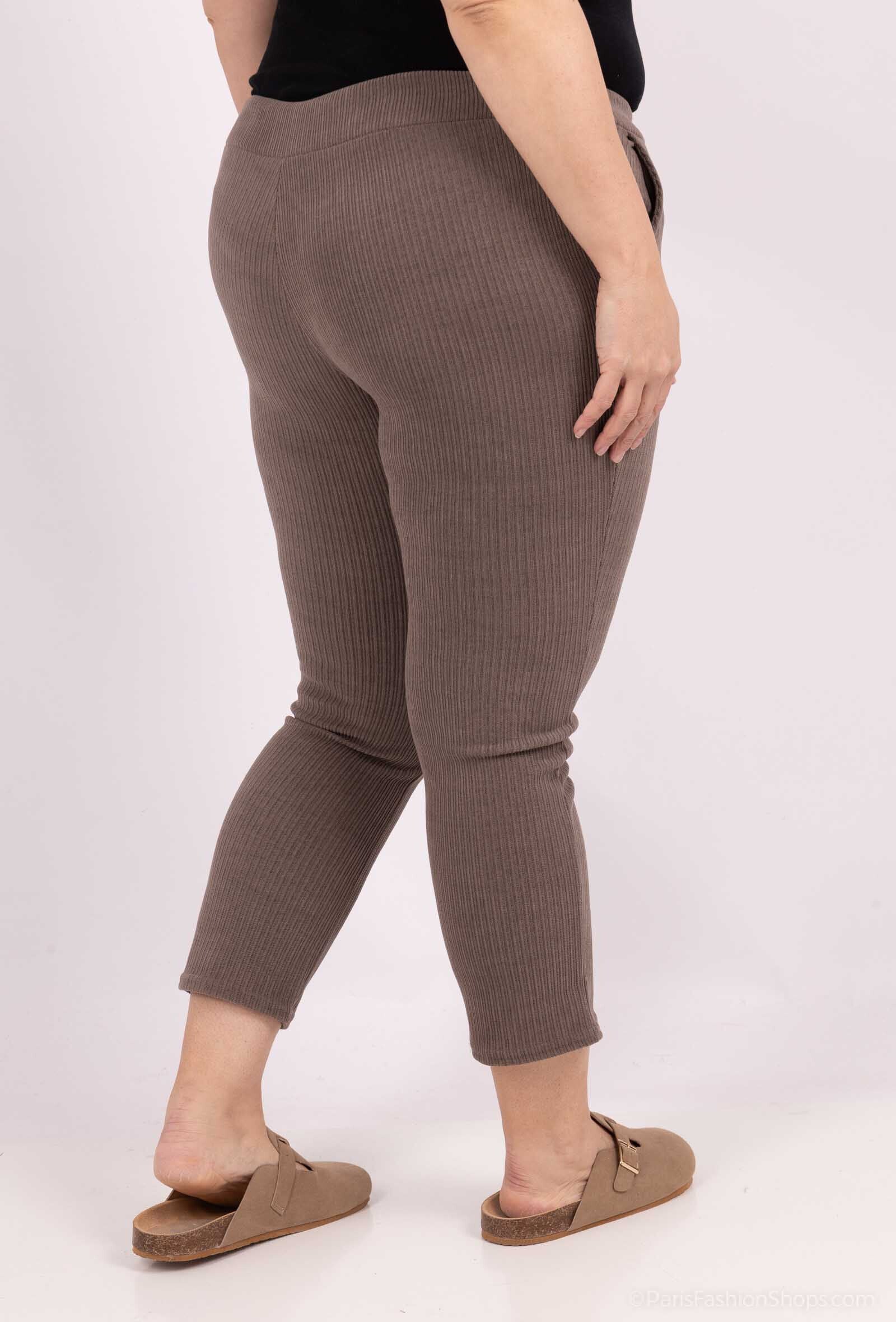 Plus Size Velvetbyxor med Justerbar Dragsko och Fickor
