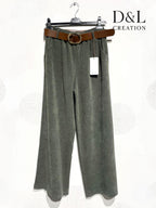 Soft and stretchy velvet pants with wide legs