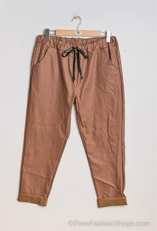Plus Size Imitation Leather Effect Pants