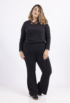 Plus Size Paljetterade Utsvängda Byxor