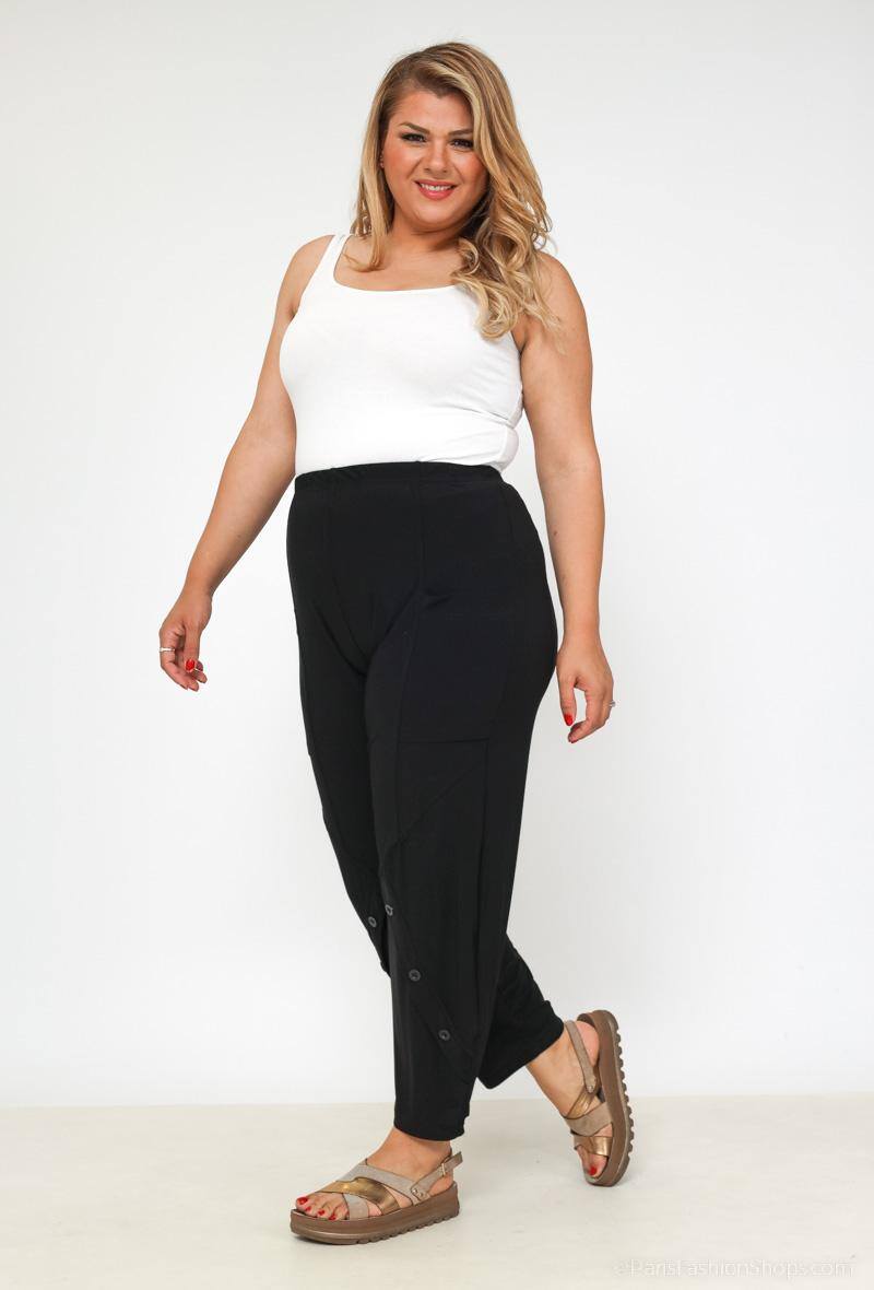 Plus Size Fluid Byxor med Fickor och Knappar