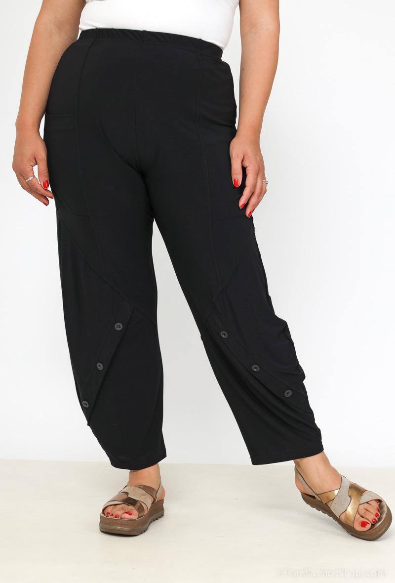 Plus Size Fluid Byxor med Fickor och Knappar