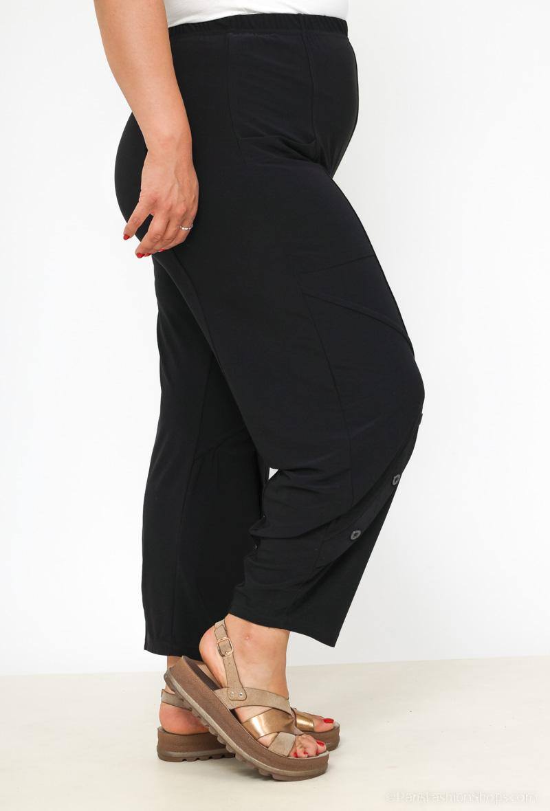 Plus Size Fluid Byxor med Fickor och Knappar