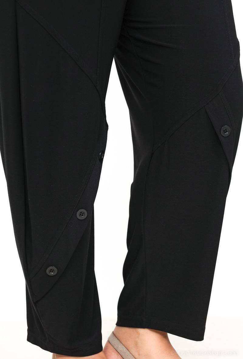 Plus Size Fluid Byxor med Fickor och Knappar