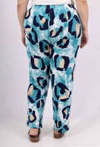 Plus Size Fluid Print Pants with Pocket