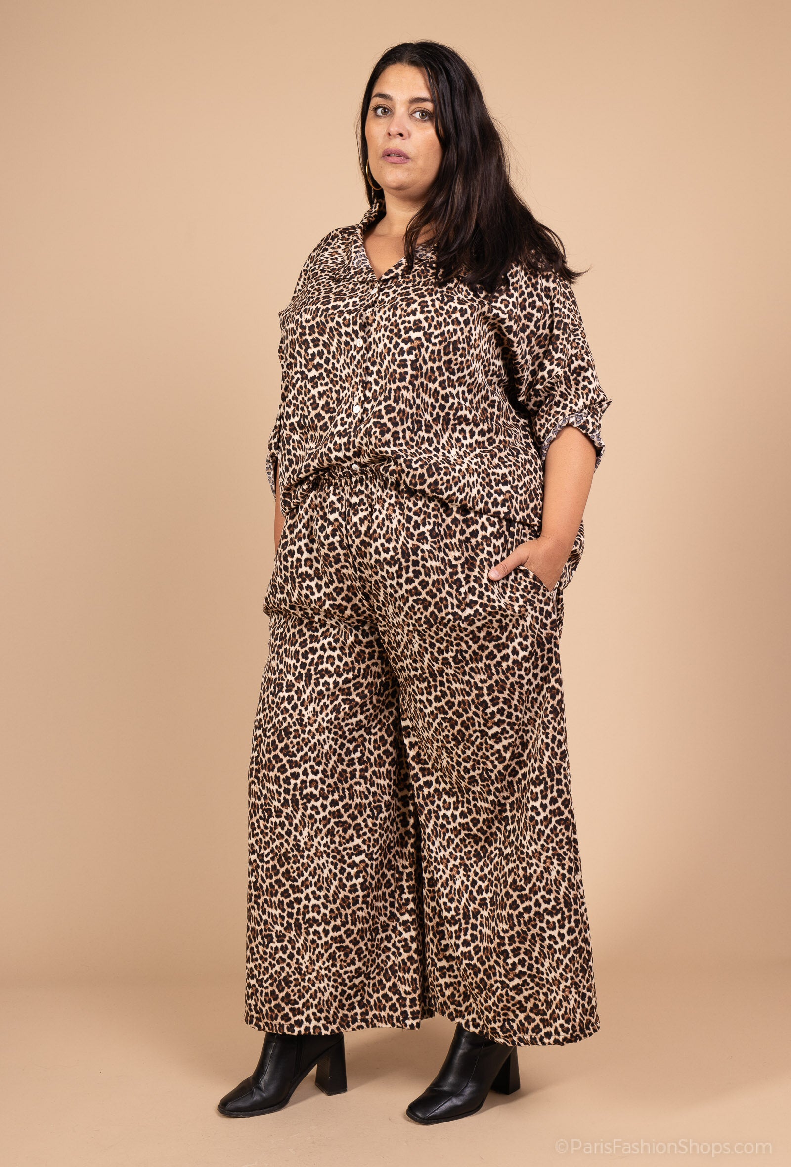 Plus Size Fluid Printed Pants