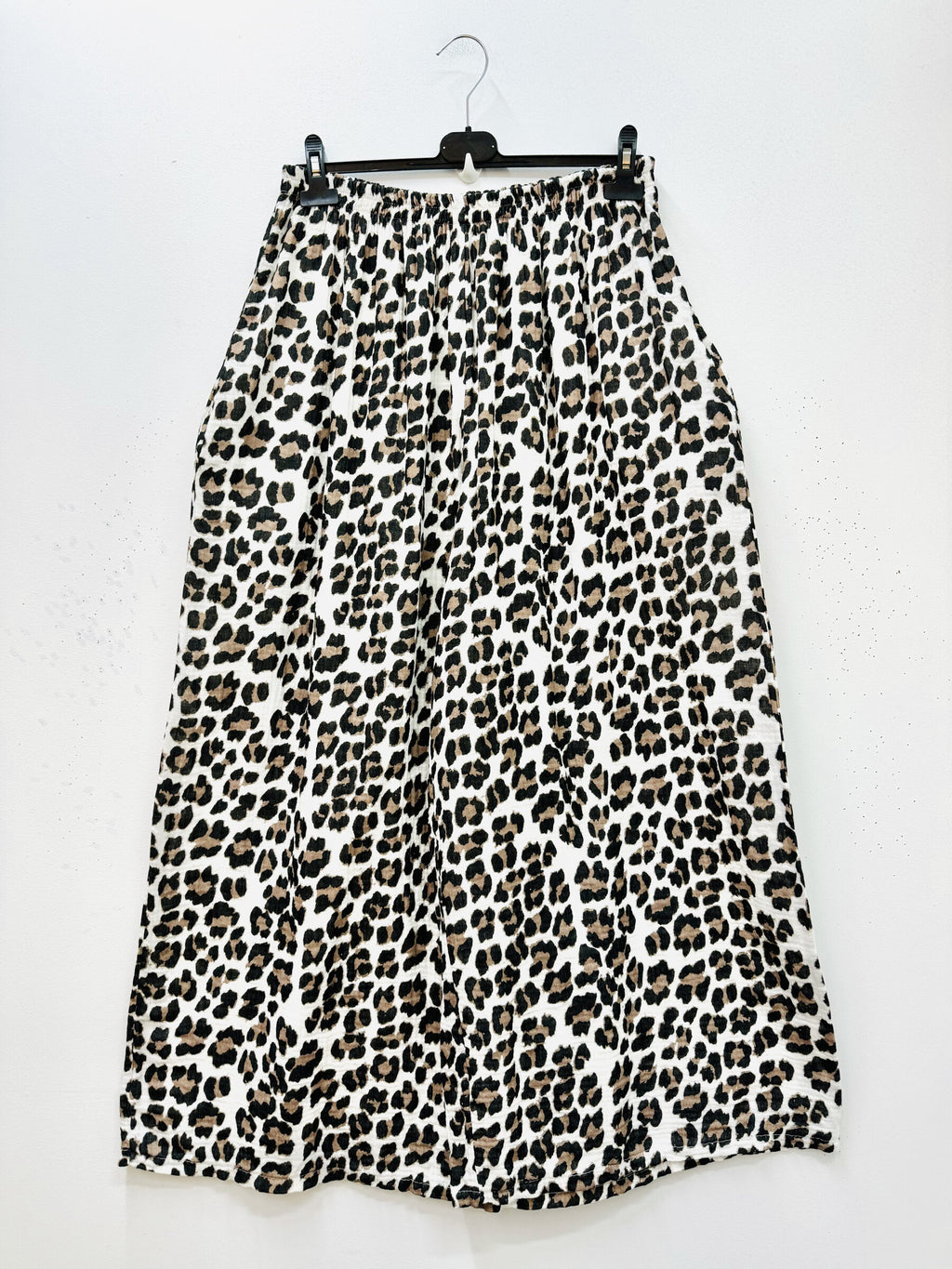 Plus Size Leopard Print Cotton Gauze Pants