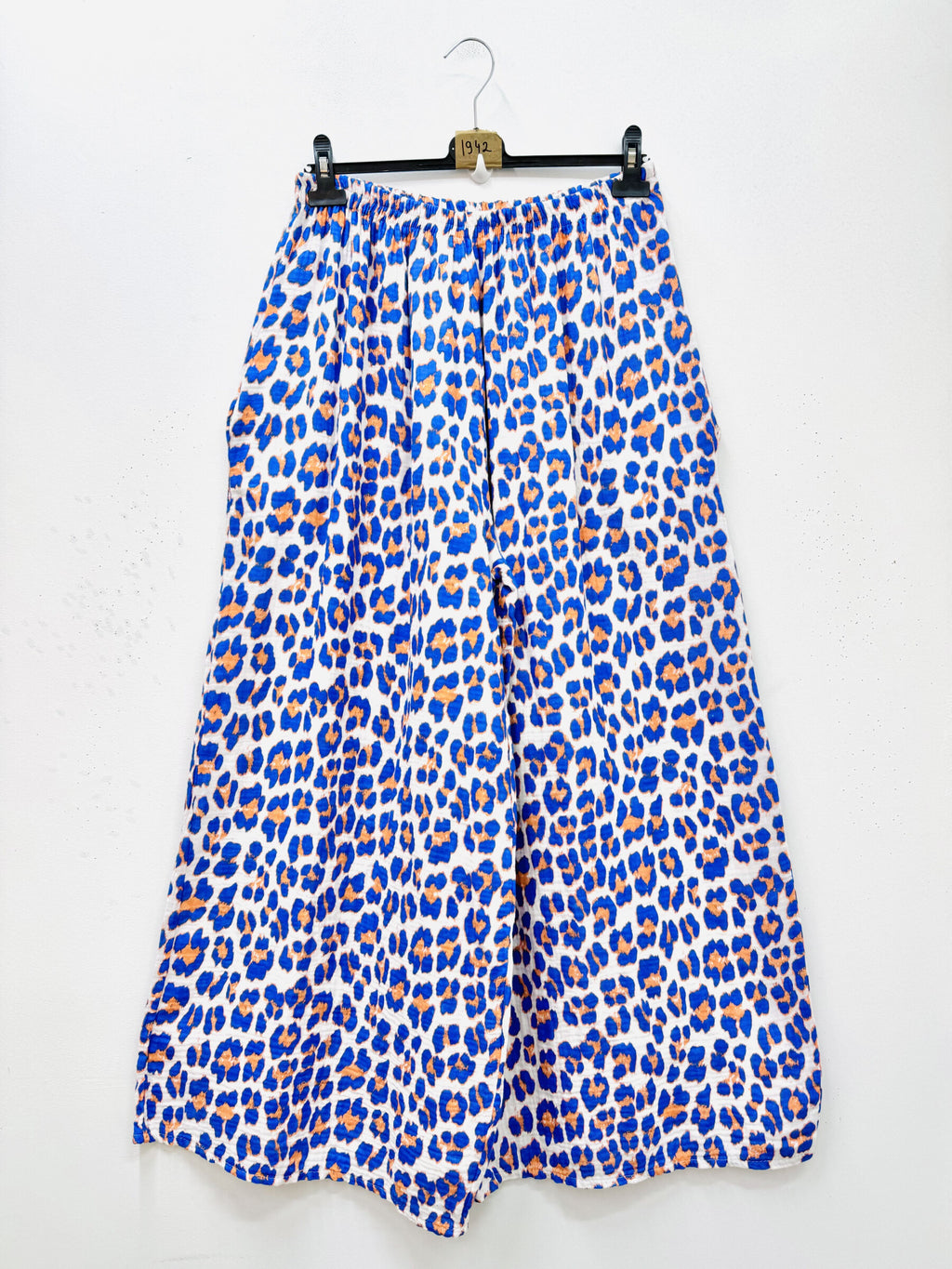 Plus Size Leopard print cotton gauze pants