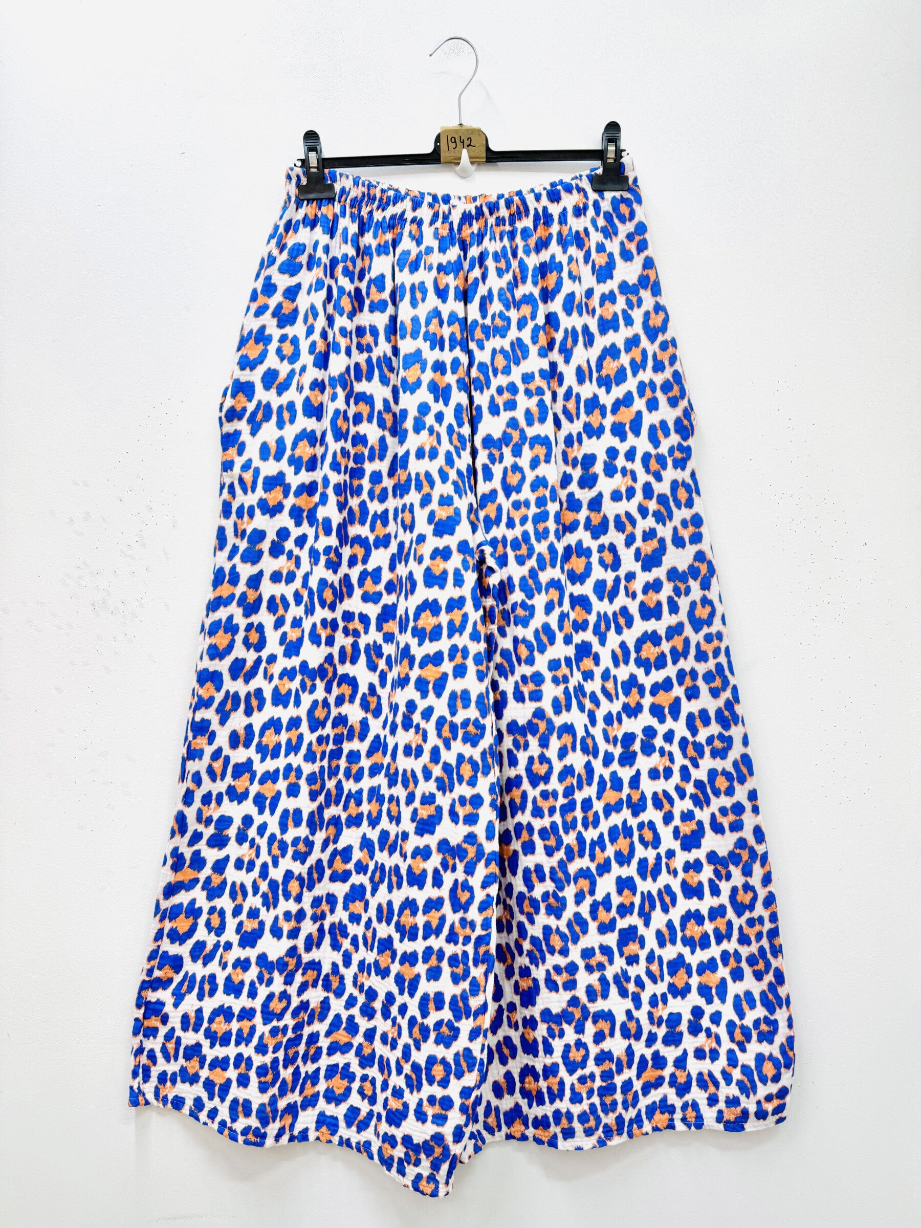 Plus Size Leopard print cotton gauze pants