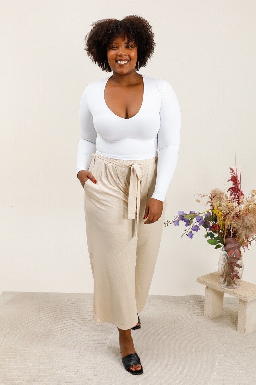 Plus size flowy pants i Stor Storlek