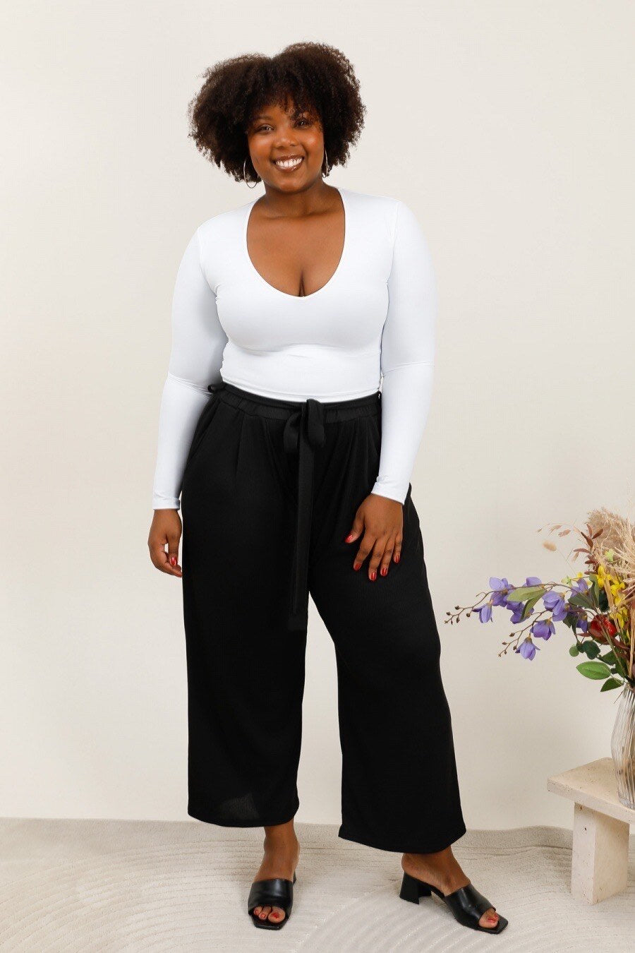 Plus size flowy pants i Stor Storlek
