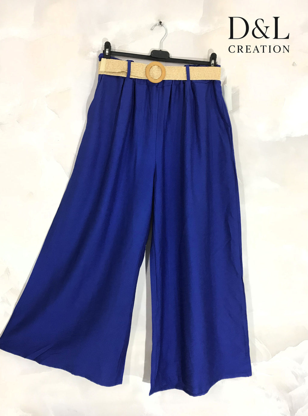 Plus size wide leg pants with belt size 38 to 50 i Stor Storlek