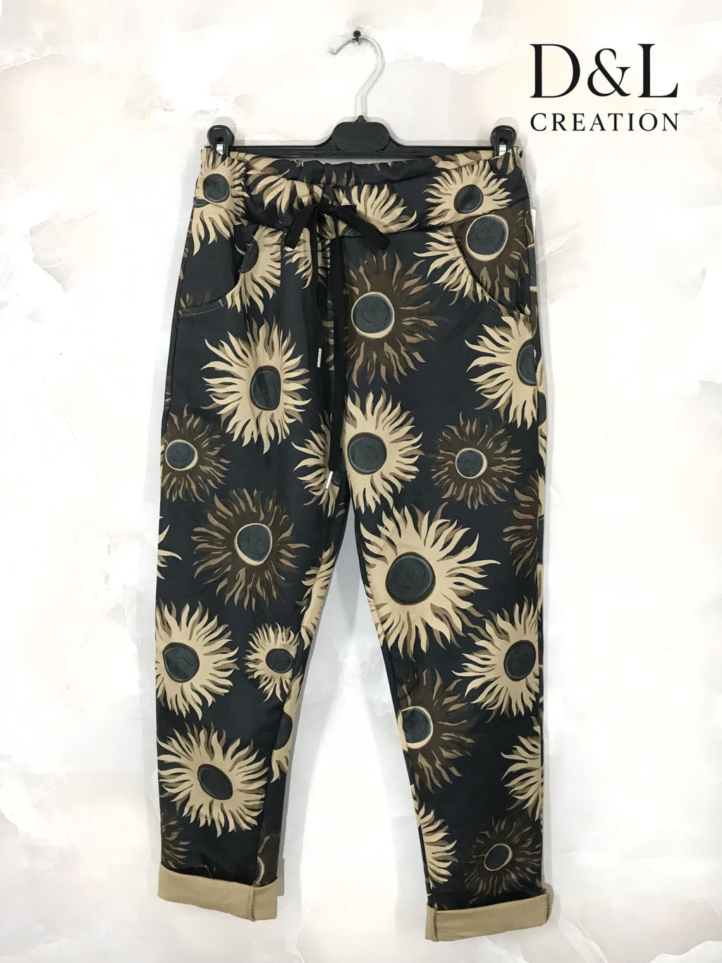 Tryckta Suede Byxor i Stor Storlek 38 till 44