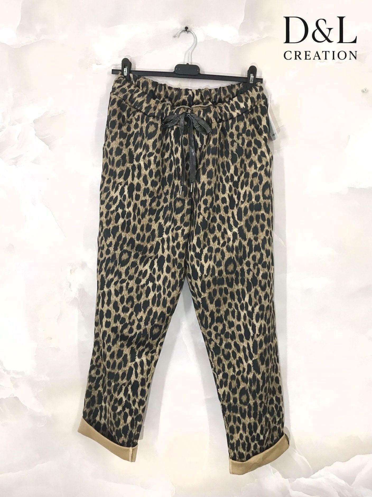 Tryckta Suede Byxor i Stor Storlek 38 till 44