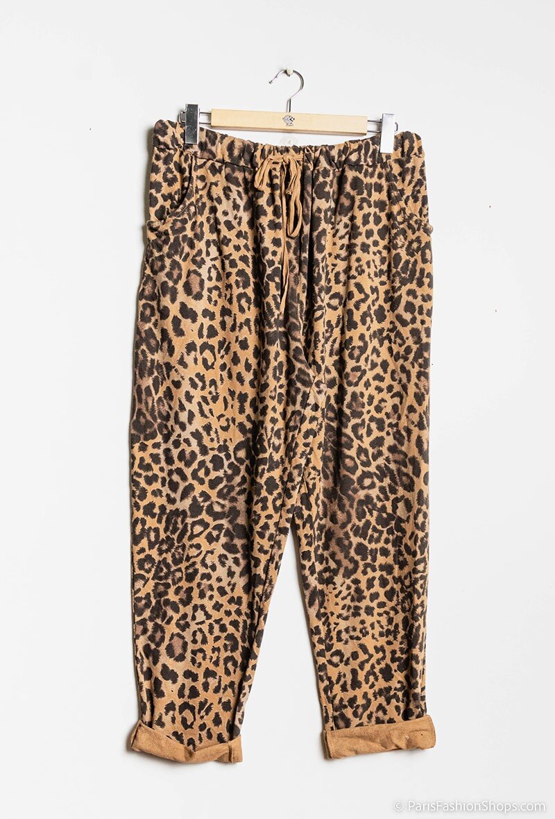 Leopard Print Jogger i Plus Size