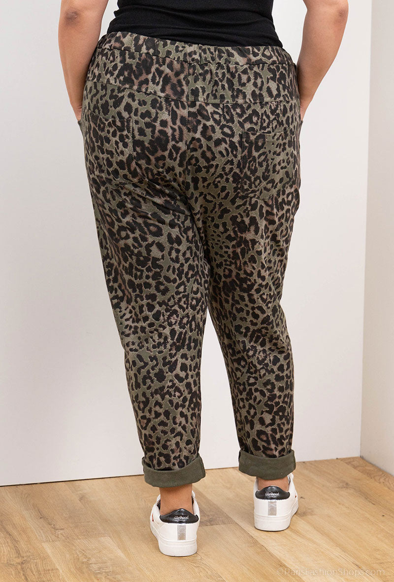 Leopard Print Jogger i Plus Size