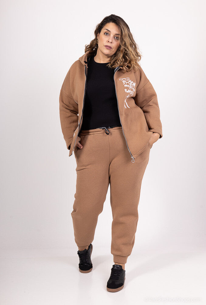 Plus Size Fleece Joggingbyxor med Fickor