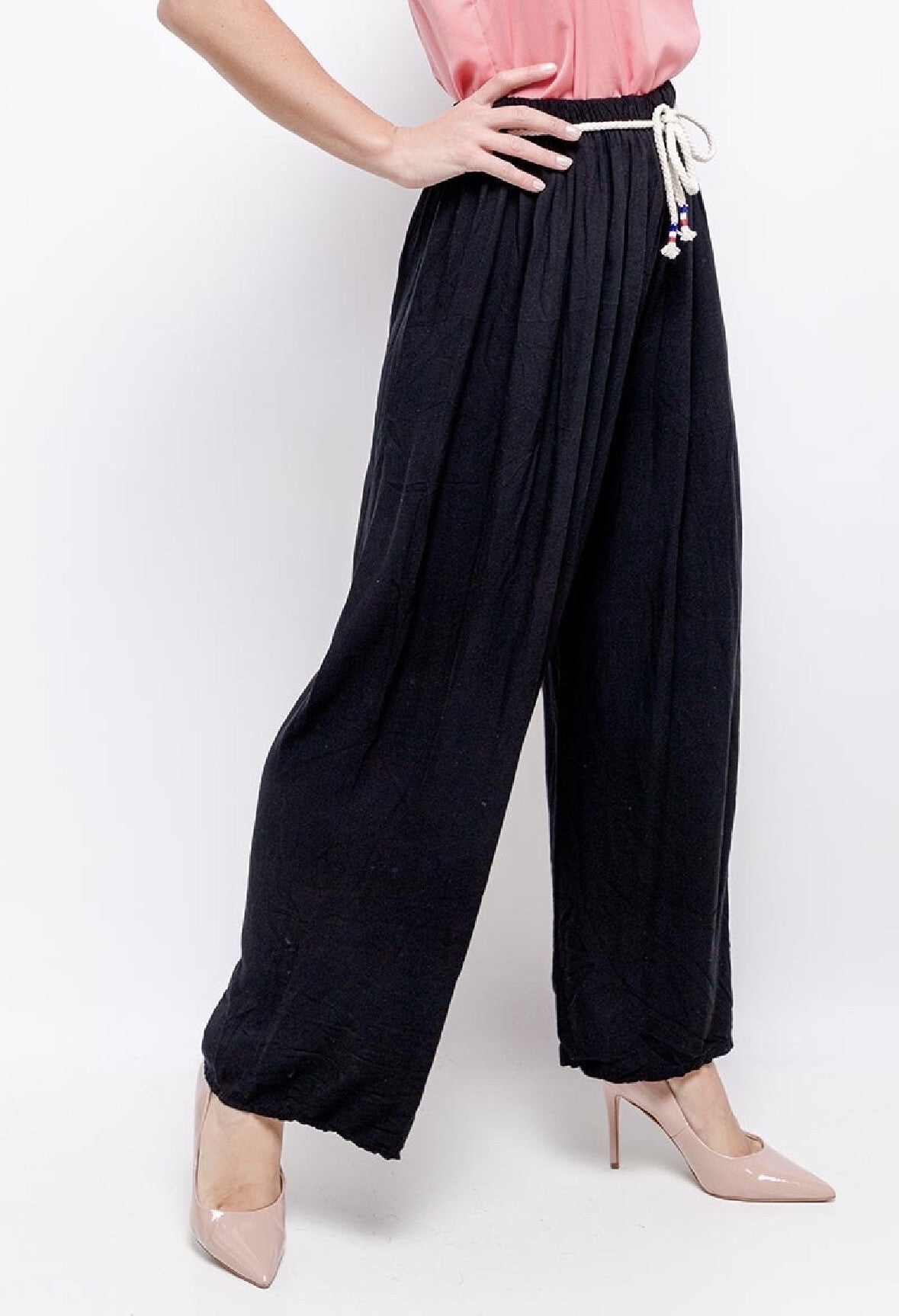 Plus Size Wide pants with drawstring