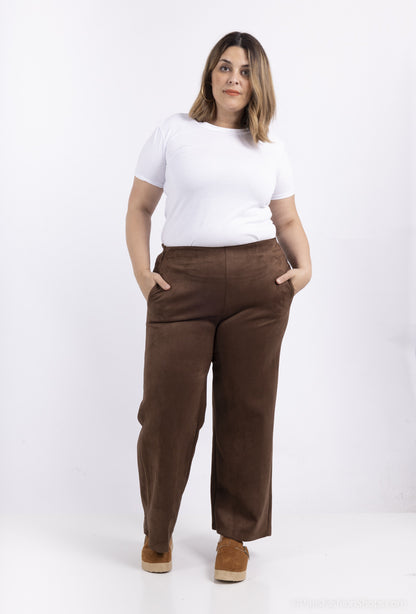 Plus Size Wide suede pants