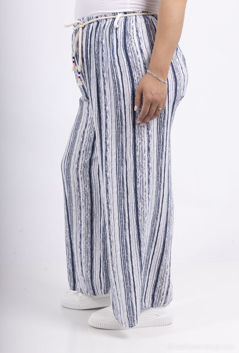 Plus Size Randig Vidbyxorpants