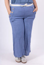Plus Size Linen pants with buttons on T38 to T54 pockets