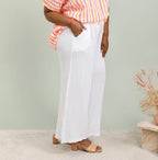 Plus Size Cotton Gauze Wide Leg Pants