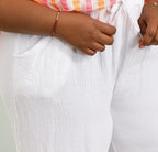 Plus Size Cotton Gauze Wide Leg Pants