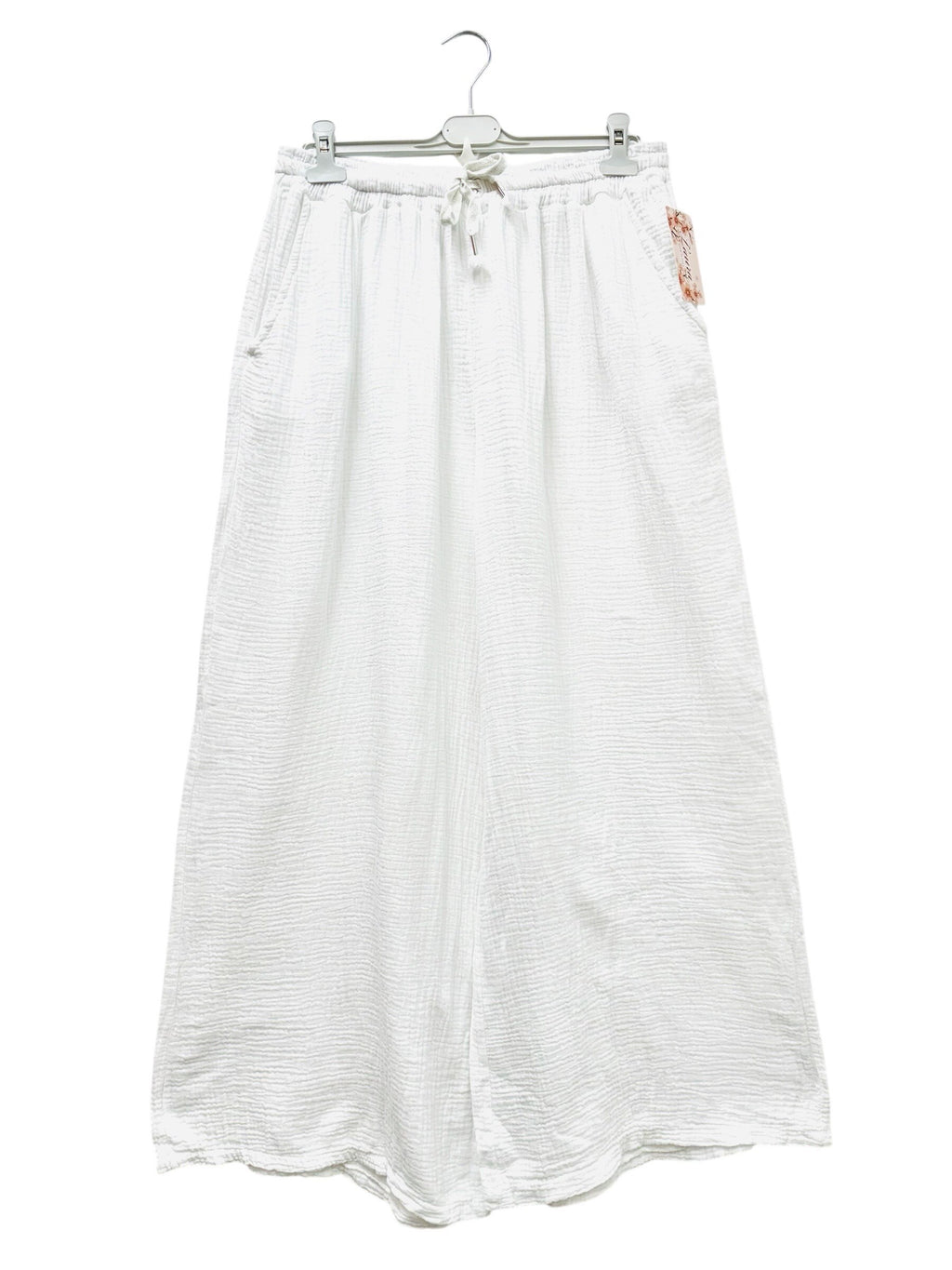 Cotton gauze wide leg pants i Stor Storlek