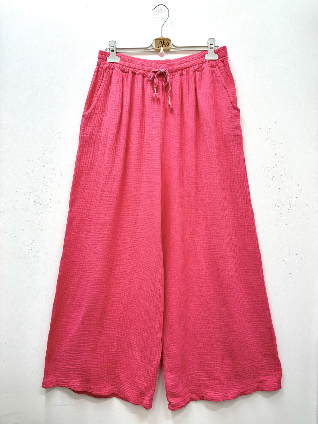 Plus Size Cotton gauze wide leg pants