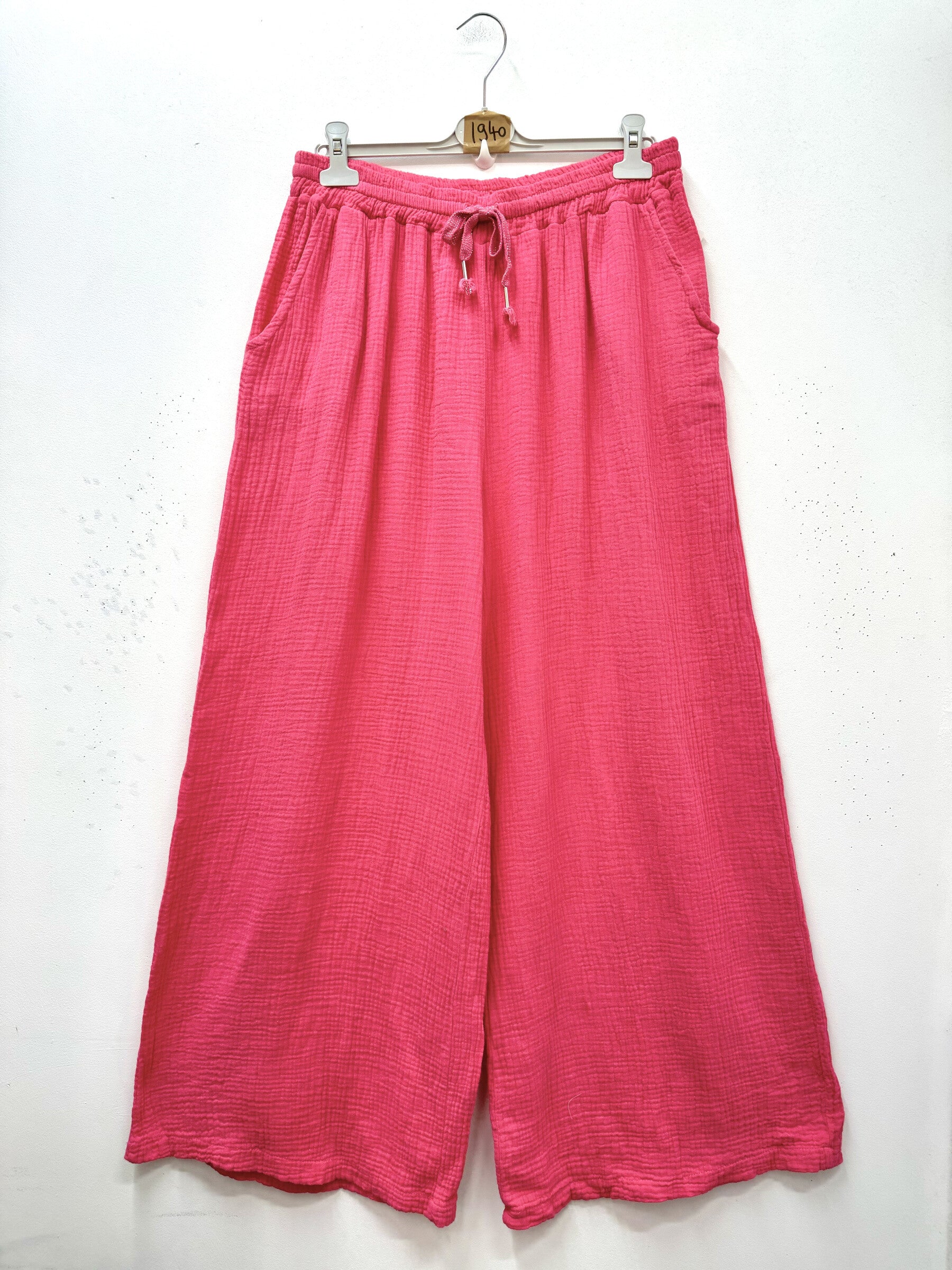 Plus Size Cotton gauze wide leg pants