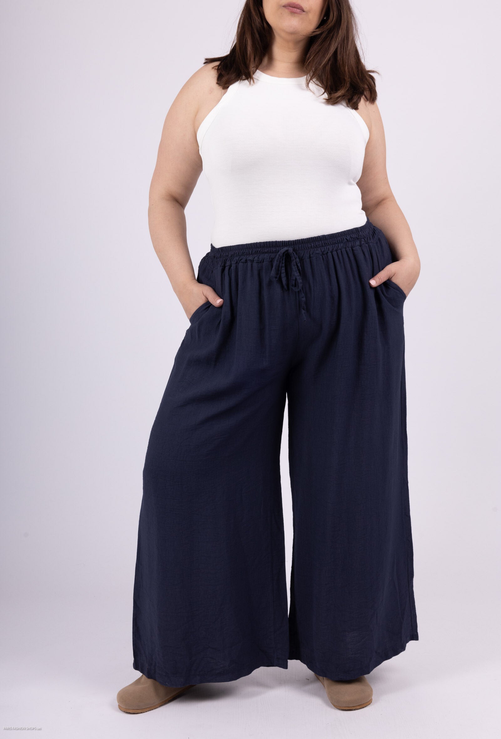 Plus Size Palazzo Byxor i Viskos