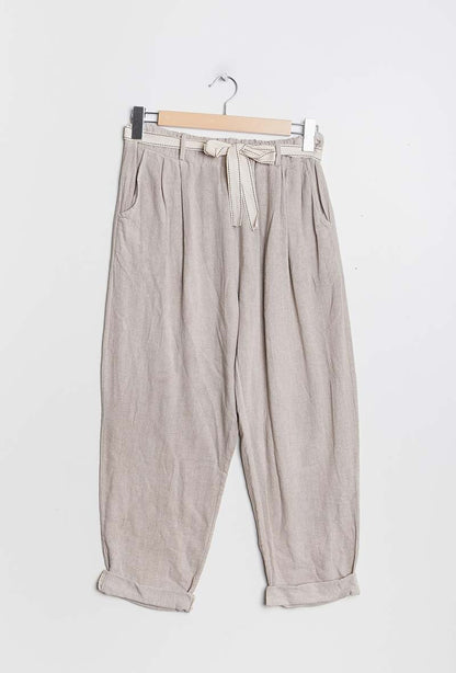 Plus Size Light Cotton & Linen short pants with belt