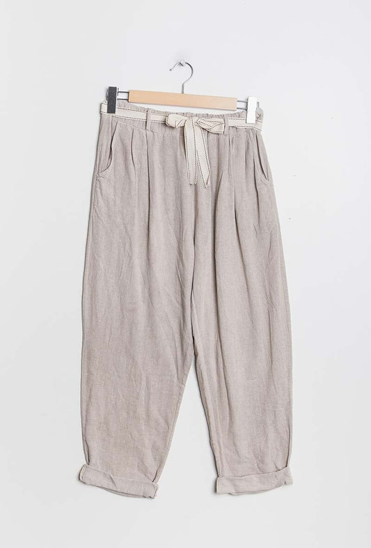 Plus Size Light Cotton & Linen short pants with belt
