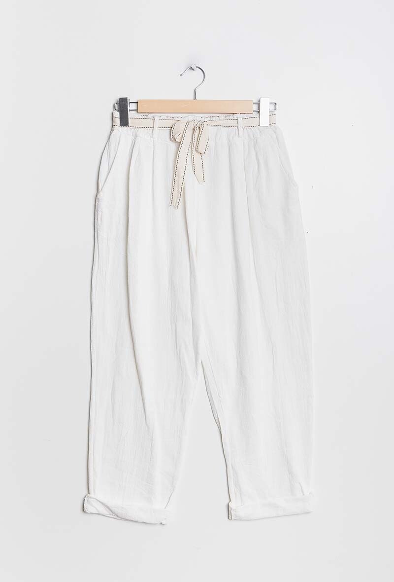 Plus Size Light Cotton & Linen short pants with belt