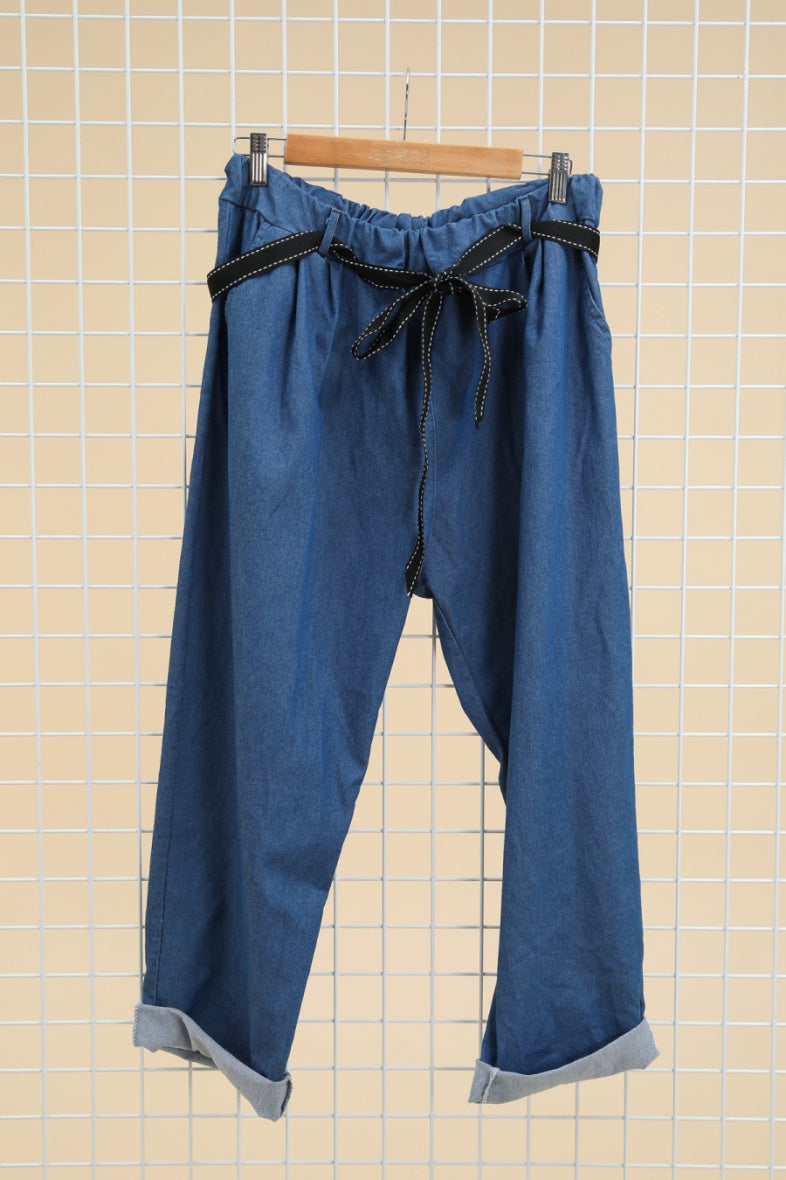 Plus Size Carrot Pants / Paperbag Denim Pants