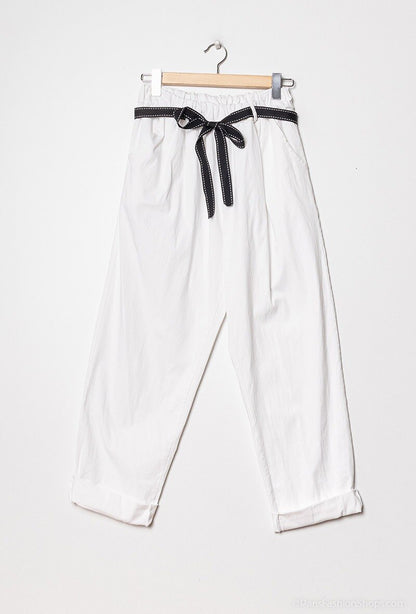 Plus Size High waisted paper bag effect trousers with waistband