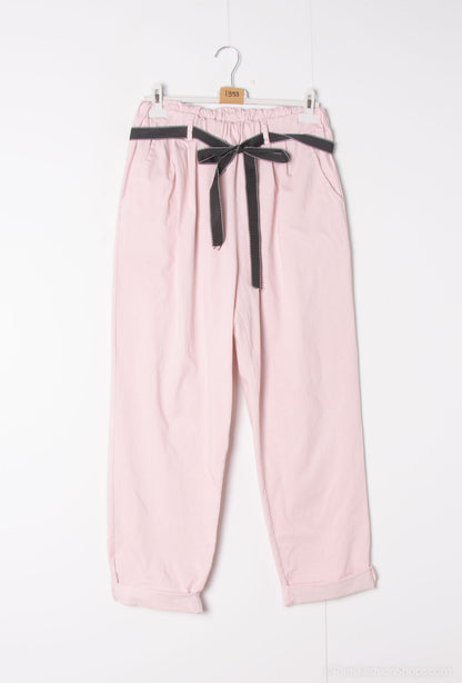 Plus Size High waisted paper bag effect trousers with waistband