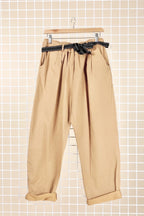 Plus Size High waisted paper bag effect trousers with waistband