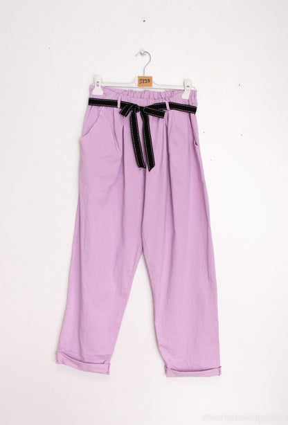Plus Size High waisted paper bag effect trousers with waistband