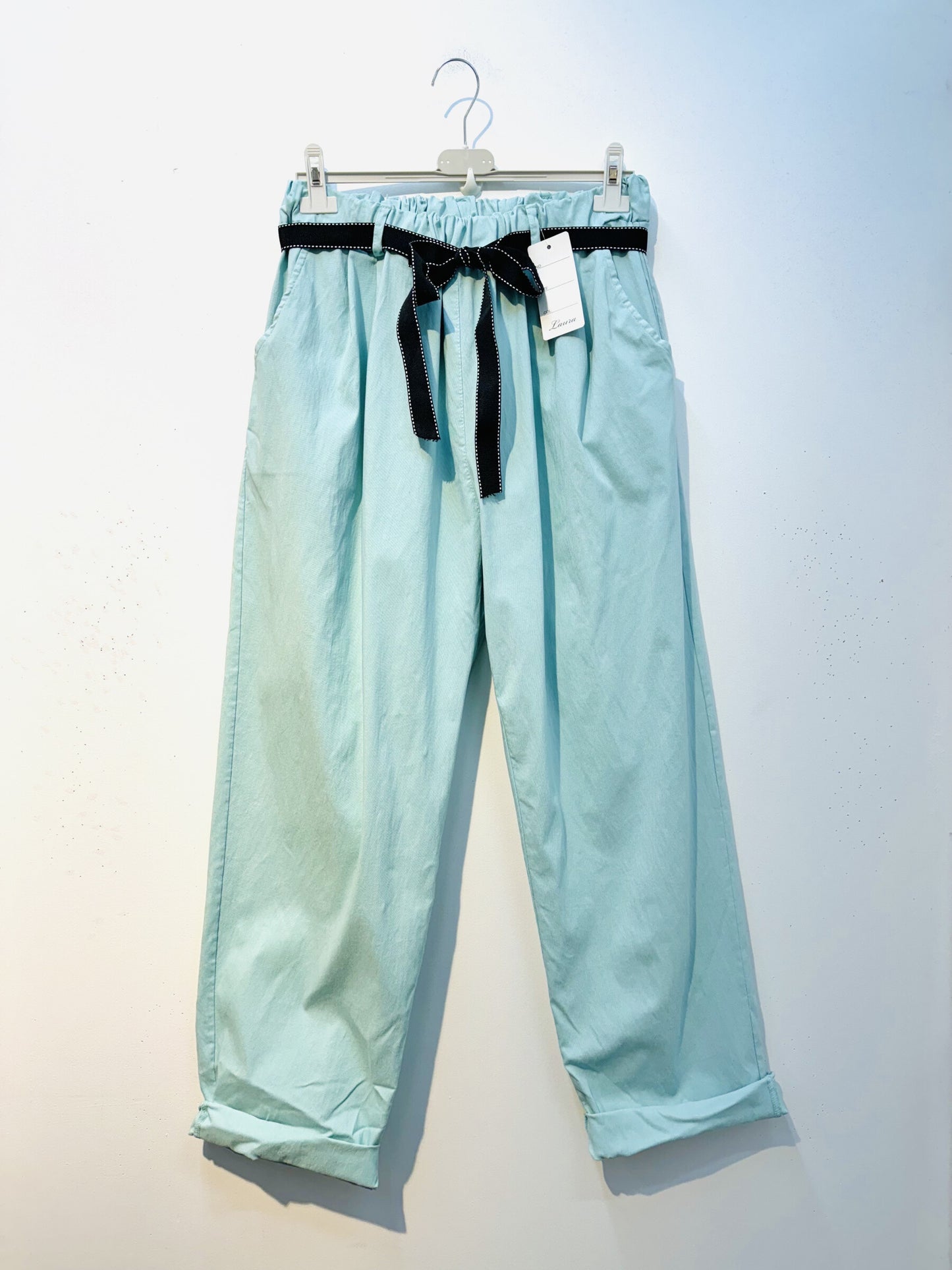 Plus Size High waisted paper bag effect trousers with waistband