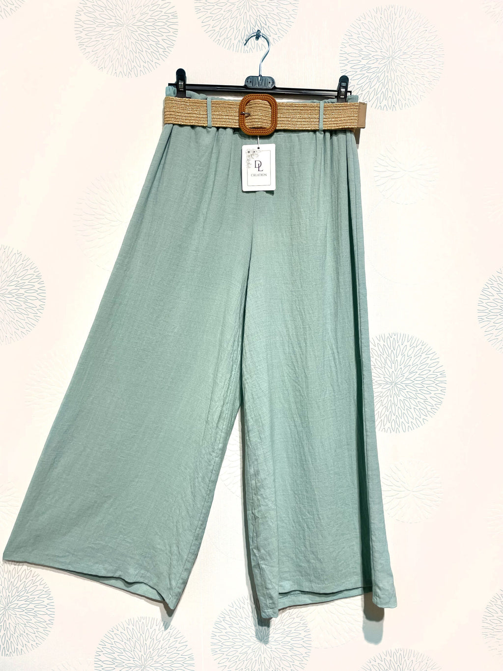 Plus Size Wide leg trousers 70% linen with belt size 38 to 50