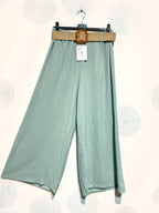 Plus Size Wide leg trousers 70% linen with belt size 38 to 50