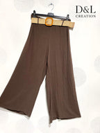Plus Size Wide leg trousers 70% linen with belt size 38 to 50